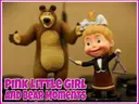Pink Little Girl and Bear Moments